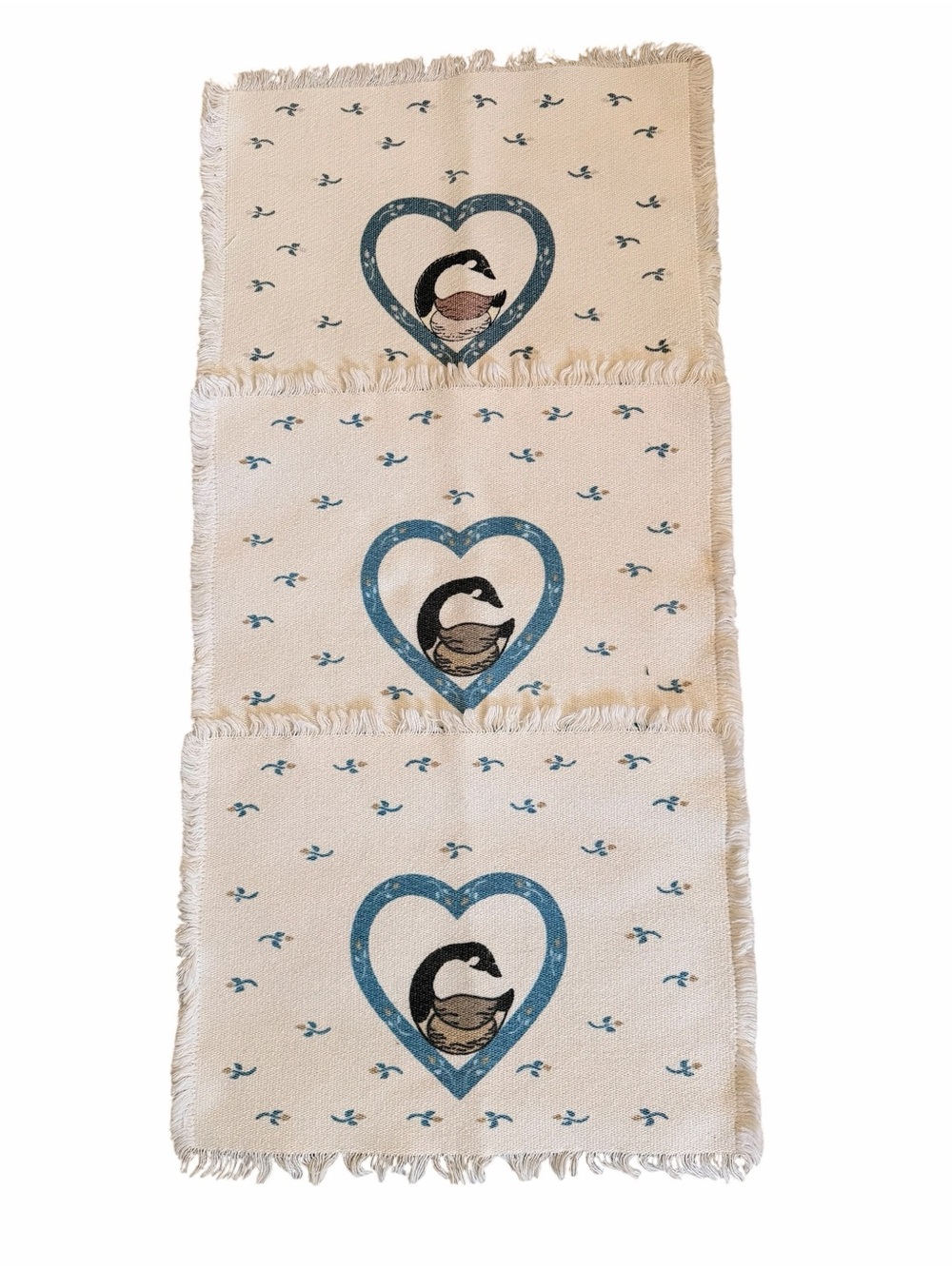 VINTAGE Country Goose Fringed Placemats - Set of 3